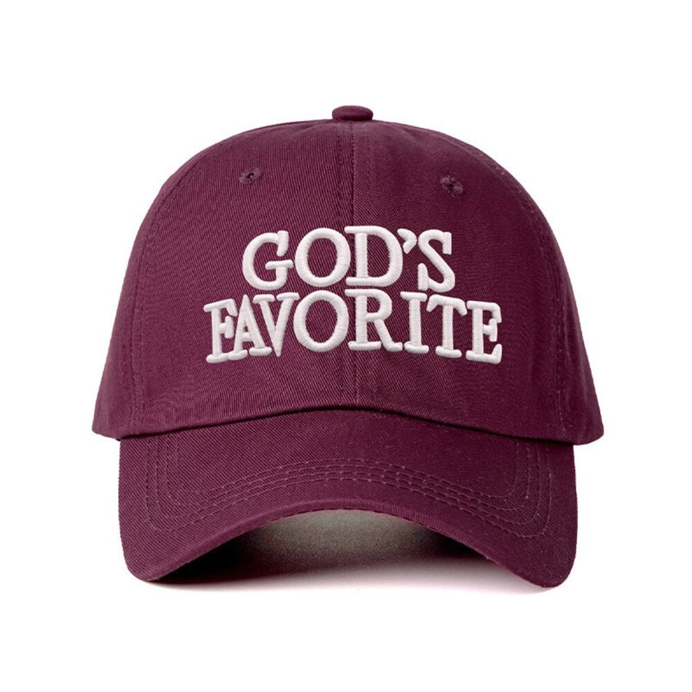 God’s Favorite Burgundy Embroidered Adjustable Baseball Cap Hat NWOT